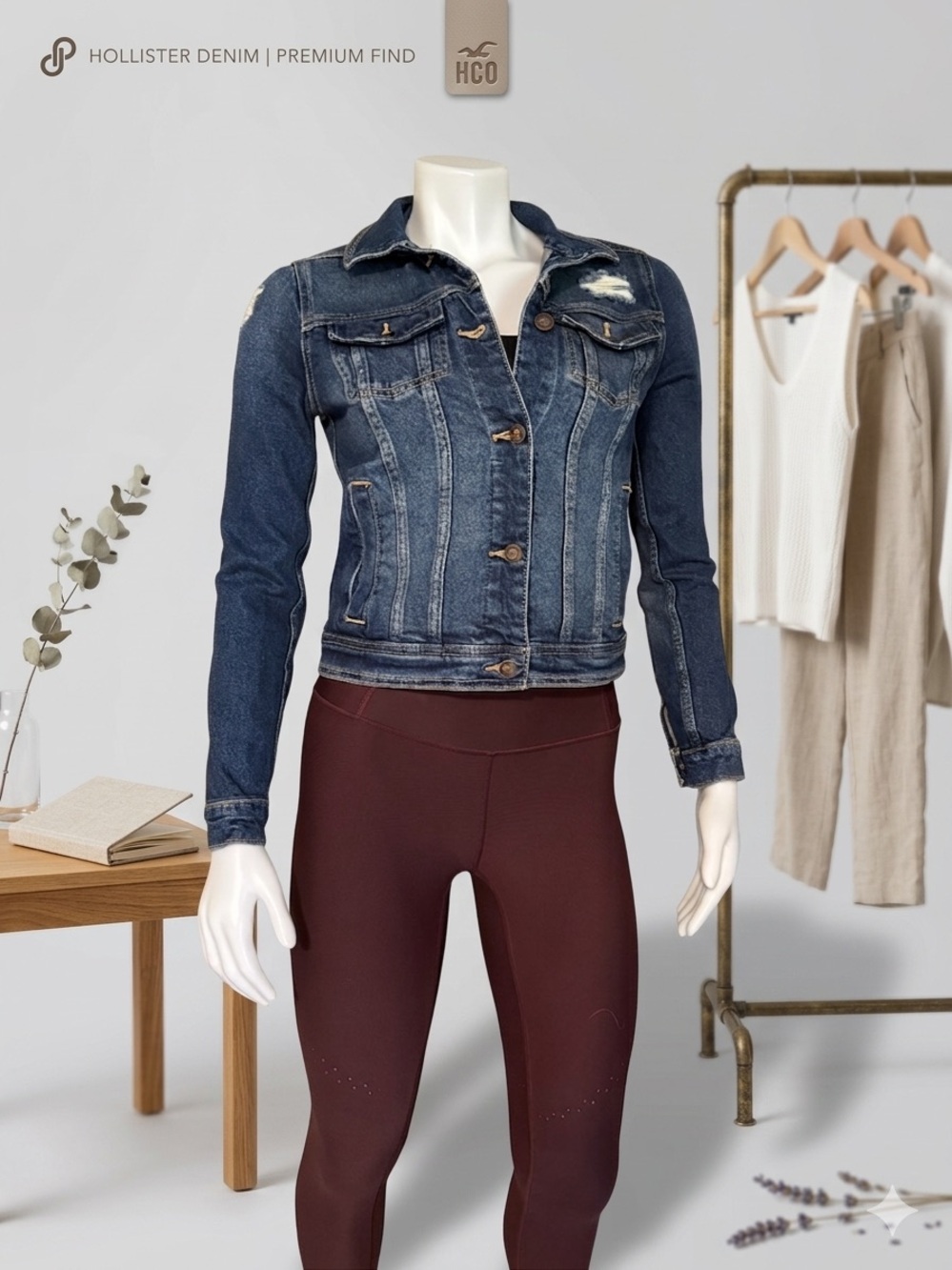 Hollister Denim Jacket | Premium Distressed Distressed Wash Size S